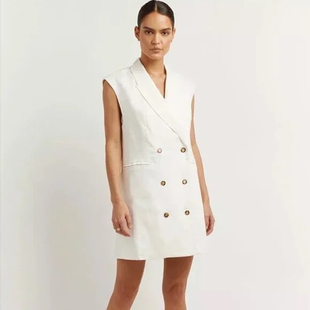 DISSH Logan double breasted linen blazer dress